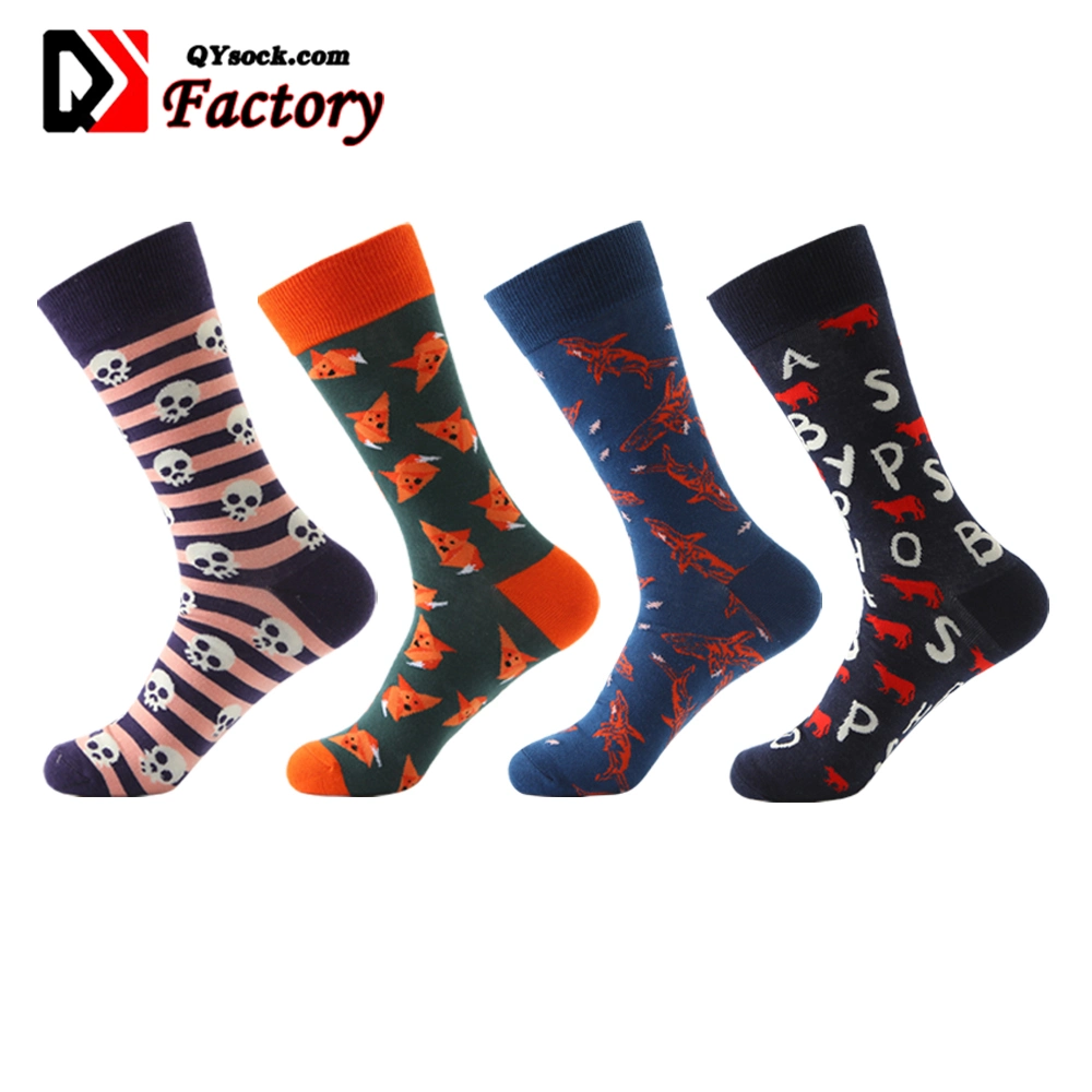 Men Women Unisex Cotton Polyester Colorful Custom Design Anti-Slip Sports Happy Jacquard Crew Socks