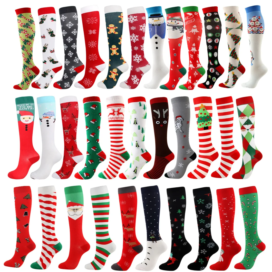 High Quality Winter Warm Knee High Cute Nonslip Grip Christmas Socks for Women