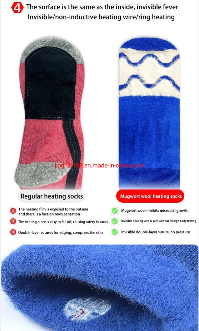 3.7V Women Men Winter Warm Rechargeable Battery Operated Heated Thermal Socks, 3D Invisible Heating Socks